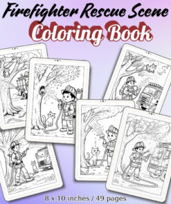 Firefighter Rescue Scene Coloring Pages / Sheets of Firefighter Rescue Scene {Coloring Book}