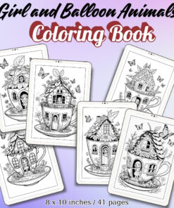 Girl and Balloon Animals Coloring Pages / Sheets of Girl and Balloon Animals {Coloring Book}