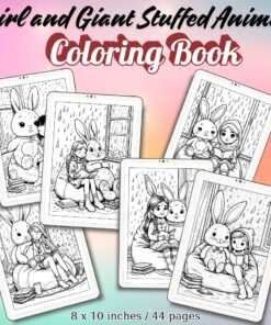 Girl and Giant Stuffed Animal Coloring Pages / Sheets of Girl and Giant Stuffed Animal {Coloring Book}