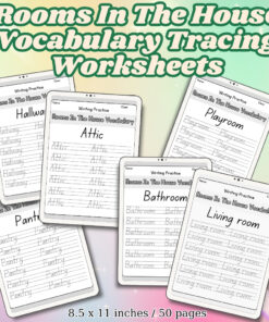 Rooms in the House Vocabulary Tracing Worksheets