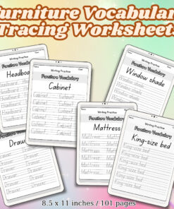 Furniture Vocabulary Tracing Worksheets