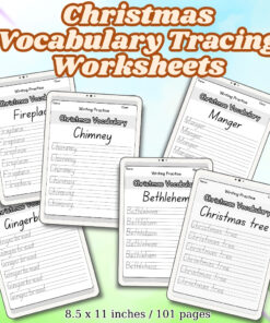 Christmas Vocabulary Tracing Worksheets
