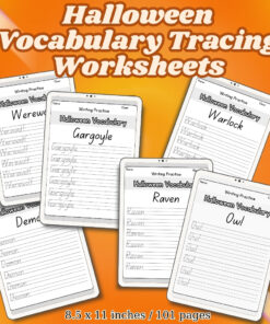 Halloween Vocabulary Tracing Worksheets