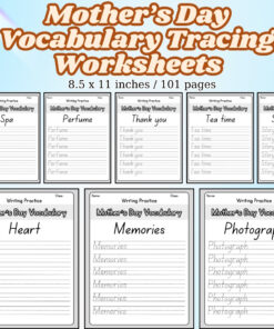 Mother’s Day Vocabulary Tracing Worksheets