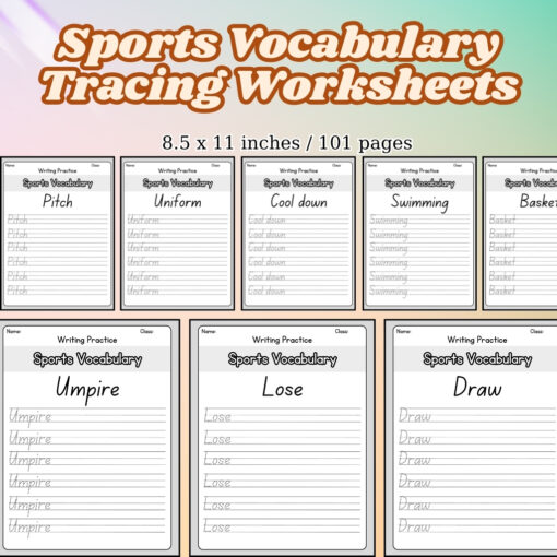 Sports Vocabulary Tracing Worksheets – Printable PDF for Kids ...
