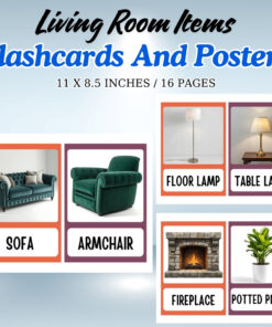 Living Room Items Vocabulary Flashcards and Posters