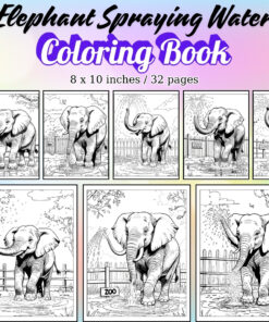 Elephant Spraying Water Coloring Pages / Sheets of Elephant Spraying Water {Coloring Book}