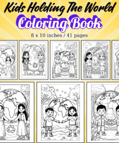 Kids Holding The World Coloring Pages / Sheets of Kids Holding The World {Coloring Book}