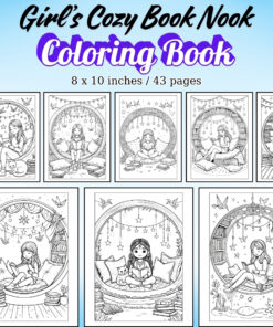 Girl’s Cozy Book Nook Coloring Pages / Sheets of Girl’s Cozy Book Nook {Coloring Book}