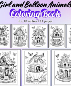 Girl and Balloon Animals Coloring Pages / Sheets of Girl and Balloon Animals {Coloring Book}