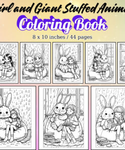 Girl and Giant Stuffed Animal Coloring Pages / Sheets of Girl and Giant Stuffed Animal {Coloring Book}
