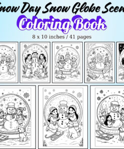 Snow Day Snow Globe Scene Coloring Pages / Sheets of Snow Day Snow Globe Scene {Coloring Book}