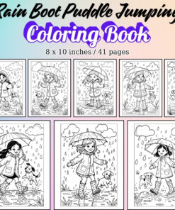 Rain Boot Puddle Jumping Coloring Pages / Sheets of Rain Boot Puddle Jumping {Coloring Book}