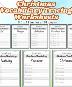 Christmas Vocabulary Tracing Worksheets