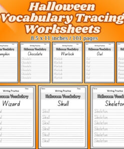Halloween Vocabulary Tracing Worksheets