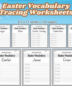 Easter Vocabulary Tracing Worksheets