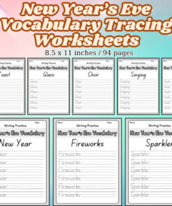 New Year’s Eve Vocabulary Tracing Worksheets