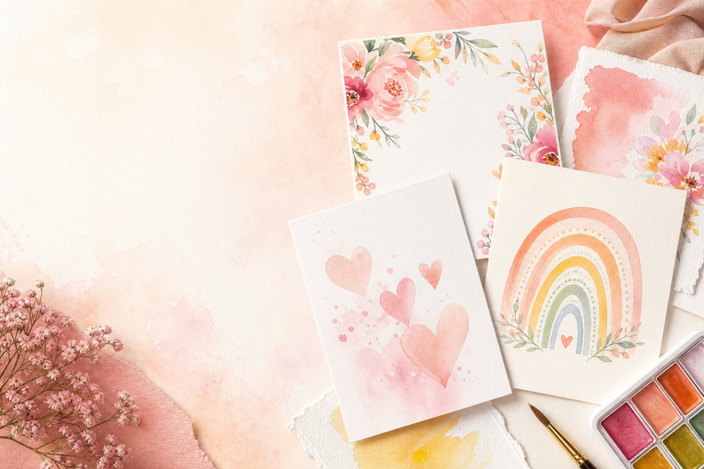 How to Make Printable Greeting Cards with Watercolor Digital Paper